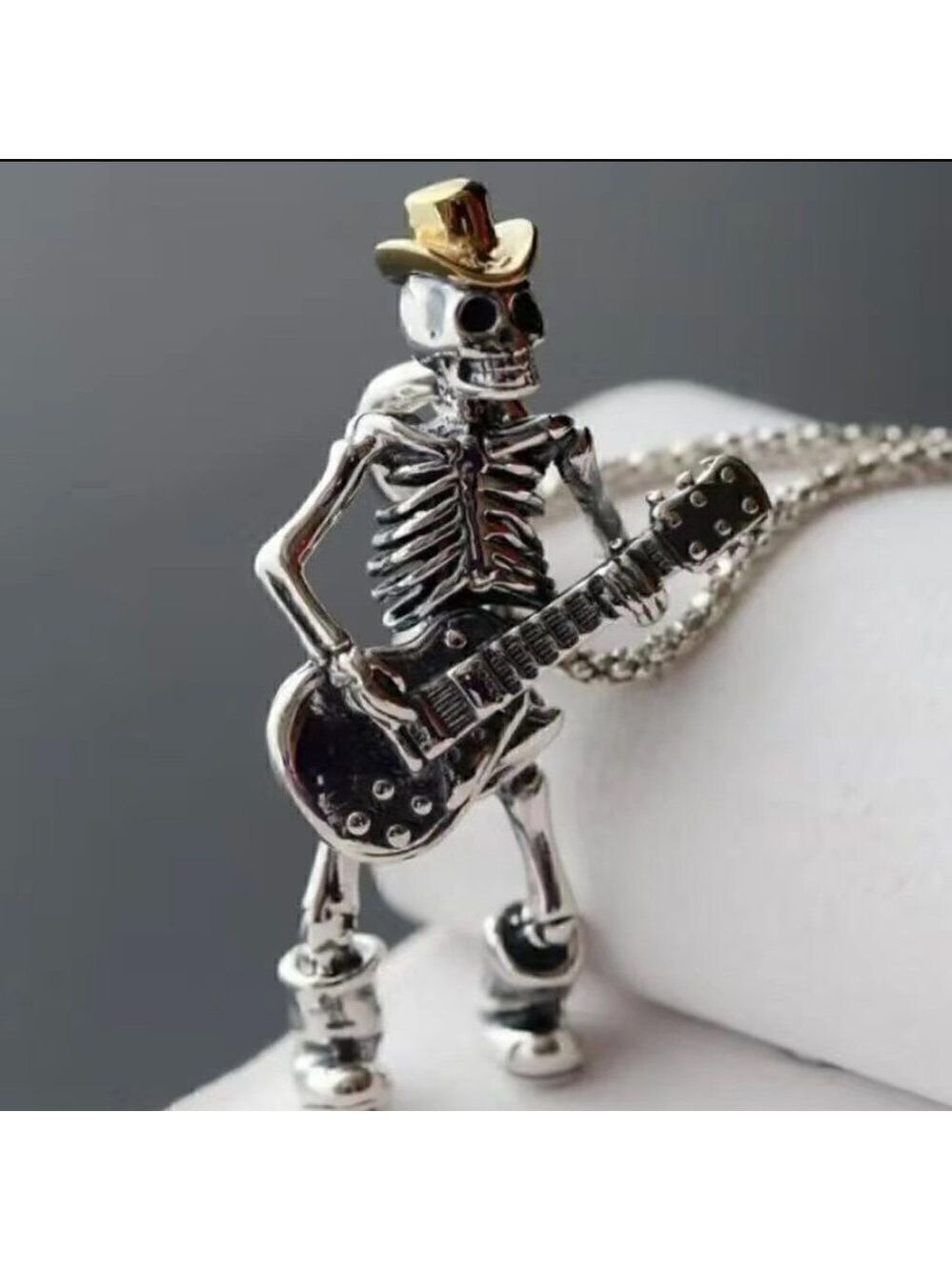 Skeleton Skull Day of the Dead Guitar Rocker Necklace #626